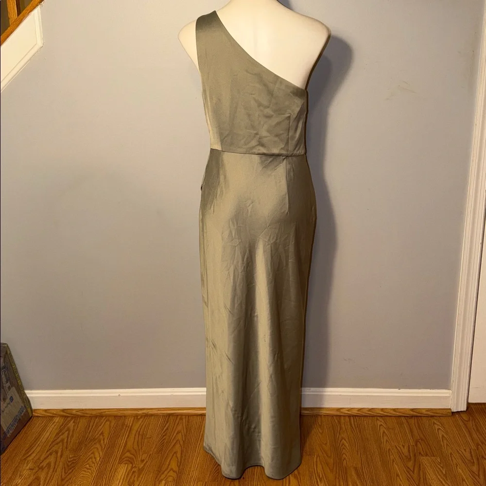BHLDN Ladies NWT Dylan Stretch Satin One-Shoulder Leg Slit Maxi Dress. Size 12. - Picture 6 of 13